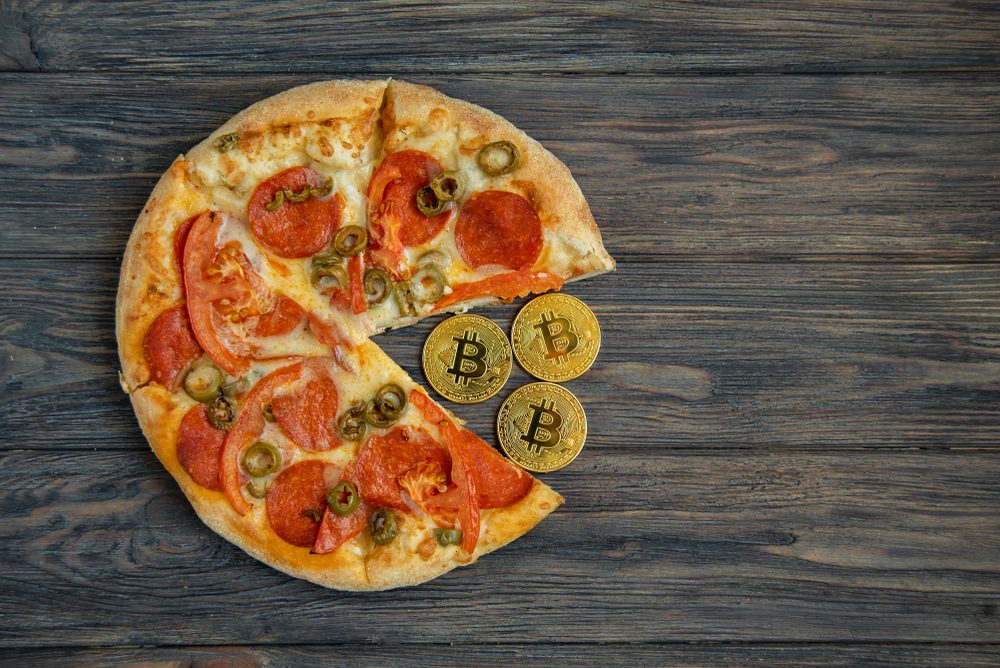 Bitcoin Pizza Day May 22nd.  cryptocommunity holiday.  2 pizzas for 10,000 Bitcoins.  Pizza Index